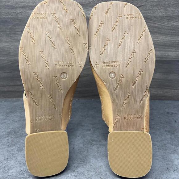 Antelope Sandals Womens Size 9 (40) Brown Tan Leather Toe Ring Wedge Slip On - Picture 8 of 10